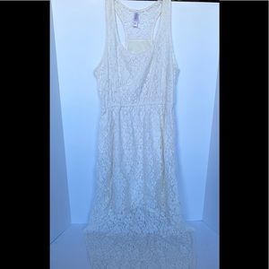 White Sleeveless Long Stylish Short Front Dress